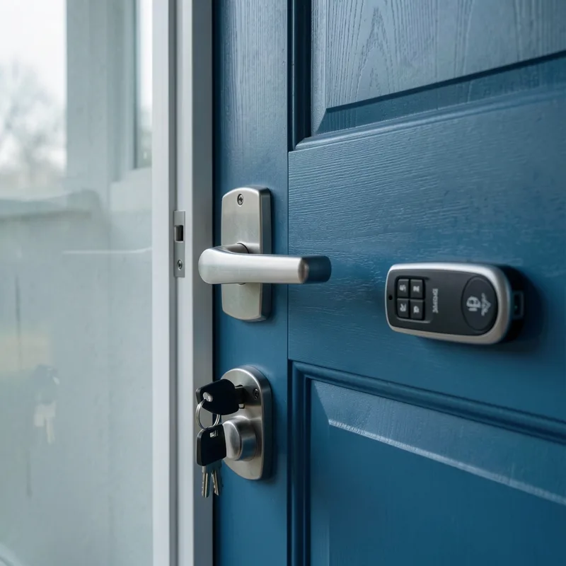 Serrure multipoint et cylindre de haute sécurité sur une porte d'entrée blindée